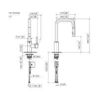 Dornbracht META SQUARE Einhebelmischer Pull-down mit Brausefunktion - Chrom I  Küchenarmatur Wasserhahn Spültischarmatur