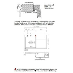 Systemceram Einbauspüle KeraDomo STEMA 80 F flächenbündig Becken links Excenterbedienung Eibe