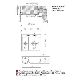 Systemceram Einbauspüle KeraDomo MERA 60 F flächenbündig einbaubar Excenterbedienung Eibe