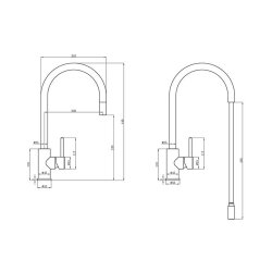 Caressi Küchenarmatur Black Line CA125BK U ECO ausziehbarer Auslauf