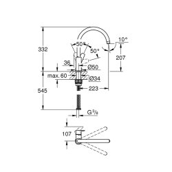 Grohe Küchenarmatur BauEdge, C-Auslauf