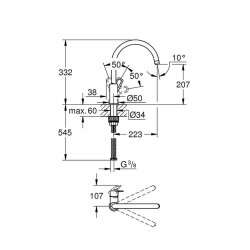 Grohe Küchenarmatur BauLoop, C-Auslauf