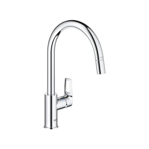 Grohe Küchenarmatur BauLoop, C-Auslauf, herausziehbarer Auslauf Mousseur