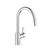 Grohe Küchenarmatur BauLoop, C-Auslauf, herausziehbarer Auslauf Mousseur