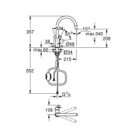 Grohe Küchenarmatur BauLoop, C-Auslauf, herausziehbarer Auslauf Mousseur