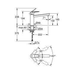 Grohe Küchenarmatur BauLoop, mittelhoher Auslauf