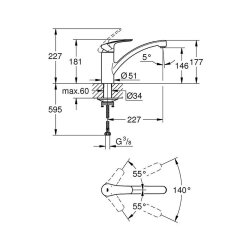 Grohe Küchenarmatur Eurosmart, niedriger Auslauf