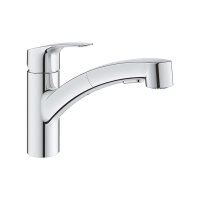 Grohe Küchenarmatur Eurosmart, niedriger Auslauf herausziehbare Brause, Laminarstrahl
