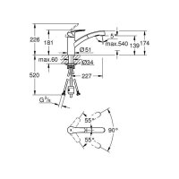 Grohe Küchenarmatur Eurosmart, niedriger Auslauf herausziehbare Brause, Laminarstrahl