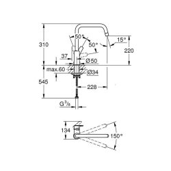 Grohe Küchenarmatur Eurosmart, U-Auslauf chrom