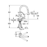 Grohe Küchenarmatur Eurosmart Cosmopolitan, C-Auslauf, Dualbrause, Laminarstrahl