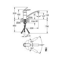 Grohe Küchenarmatur Eurosmart Cosmopolitan, niedriger Auslauf Niederdruck