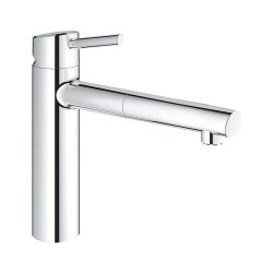 Grohe Küchenarmatur Concetto, herausziehbarer Mousseur, Niederdruck Laminarstrahl