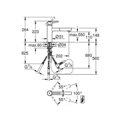 Grohe Küchenarmatur Concetto, herausziehbarer Mousseur, Niederdruck Laminarstrahl
