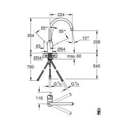 Grohe Küchenarmatur Concetto, hoher Auslauf, Niederdruck