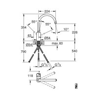 Grohe Küchenarmatur Concetto, hoher Auslauf, Niederdruck