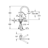 Grohe Küchenarmatur Concetto, C-Auslauf, herausziehbarer Mousseur