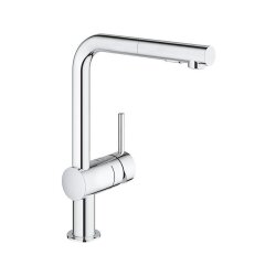 Grohe Küchenarmatur Minta, L-Auslauf, herausziehbare Brause, Laminarstrahl
