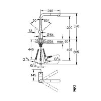 Grohe Küchenarmatur Minta, L-Auslauf, herausziehbarer Mousseur, Niederdruck, chrom