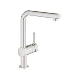 Grohe Küchenarmatur Minta, L-Auslauf, herausziehbarer Mousseur, supersteel
