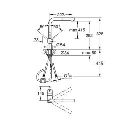 Grohe Küchenarmatur Minta, L-Auslauf, herausziehbarer Mousseur, supersteel