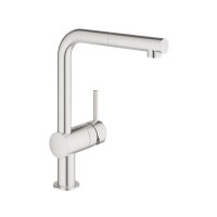 Grohe Küchenarmatur Minta, L-Auslauf, herausziehbarer Mousseur, supersteel