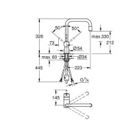 Grohe Küchenarmatur Minta, U-Auslauf, herausziehbarer Mousseur