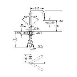 Grohe Küchenarmatur Minta, U-Auslauf herausziehbare Brause, Laminarstrahl