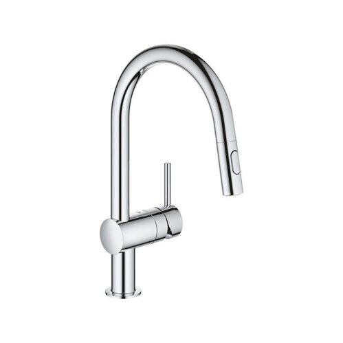 Grohe Küchenarmatur Minta, C-Auslauf herausziehbare Brause, Laminarstrahl