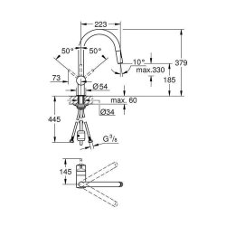 Grohe Küchenarmatur Minta, C-Auslauf herausziehbare...