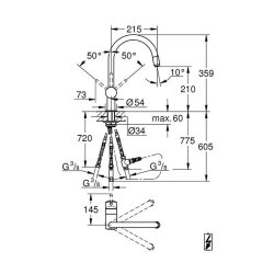 Grohe Küchenarmatur Minta, C-Auslauf herausziehbarer...
