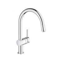 Grohe Küchenarmatur Minta, C-Auslauf herausziehbarer Mousseur, Laminarstrahl, Niederdruck