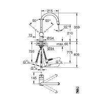 Grohe Küchenarmatur Minta, C-Auslauf herausziehbarer Mousseur, Laminarstrahl, Niederdruck