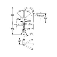 Grohe Küchenarmatur Minta, 1/2" C-Auslauf herausziehbarer Mousseur