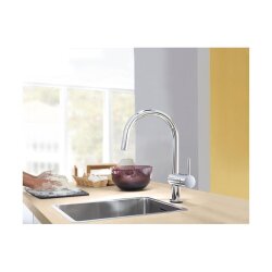 Grohe Küchenarmatur Minta Touch, C-Auslauf Dualbrause Laminarstrahl