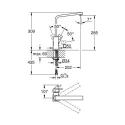 Grohe Küchenarmatur Eurocube, hoher Auslauf