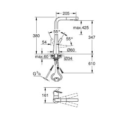 Grohe Küchenarmatur Zedra, L-Auslauf Dualbrause