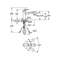 Grohe Küchenarmatur  Eurodisc Cosmopolitan, mittelhoher Auslauf, herausziehbare Brause