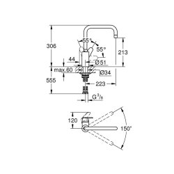 Grohe Küchenarmatur Eurodisc Cosmopolitan U-Auslauf L
