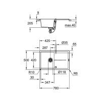 Grohe Einbauspüle K400 50-C 78/50 1.0 rev