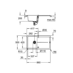 Grohe Einbauspüle K400 50-C 86/50 1.0 rev