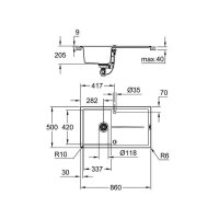 Grohe Einbauspüle K400 50-C 86/50 1.0 rev