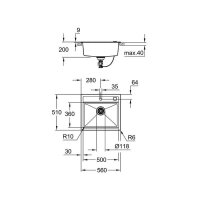 Grohe Einbaubecken K700 60-C 56/51 1.0, granit schwarz