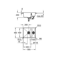Grohe Einbaubecken K500 60-C 55,5/46 1.5 rev, granit schwarz