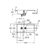 Grohe Einbauspüle K400 60-C 100/50 1.5 rev