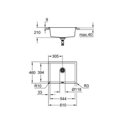 Grohe Unterbaubecken K700U 70-C 61/45,7 1.0, granit schwarz
