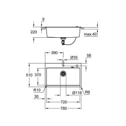 Grohe Einbaubecken K700 80-C 78/51 1.0, granit schwarz