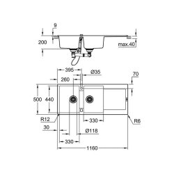 Grohe Einbauspüle K500 80-C 116/50 2.0 rev