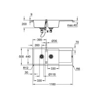Grohe Einbauspüle K500 80-C 116/50 2.0 rev