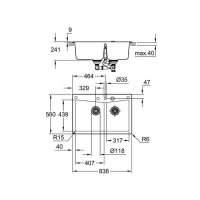 Grohe Einbaubecken K700 90-C 83,8/55,9 2.0, granit schwarz